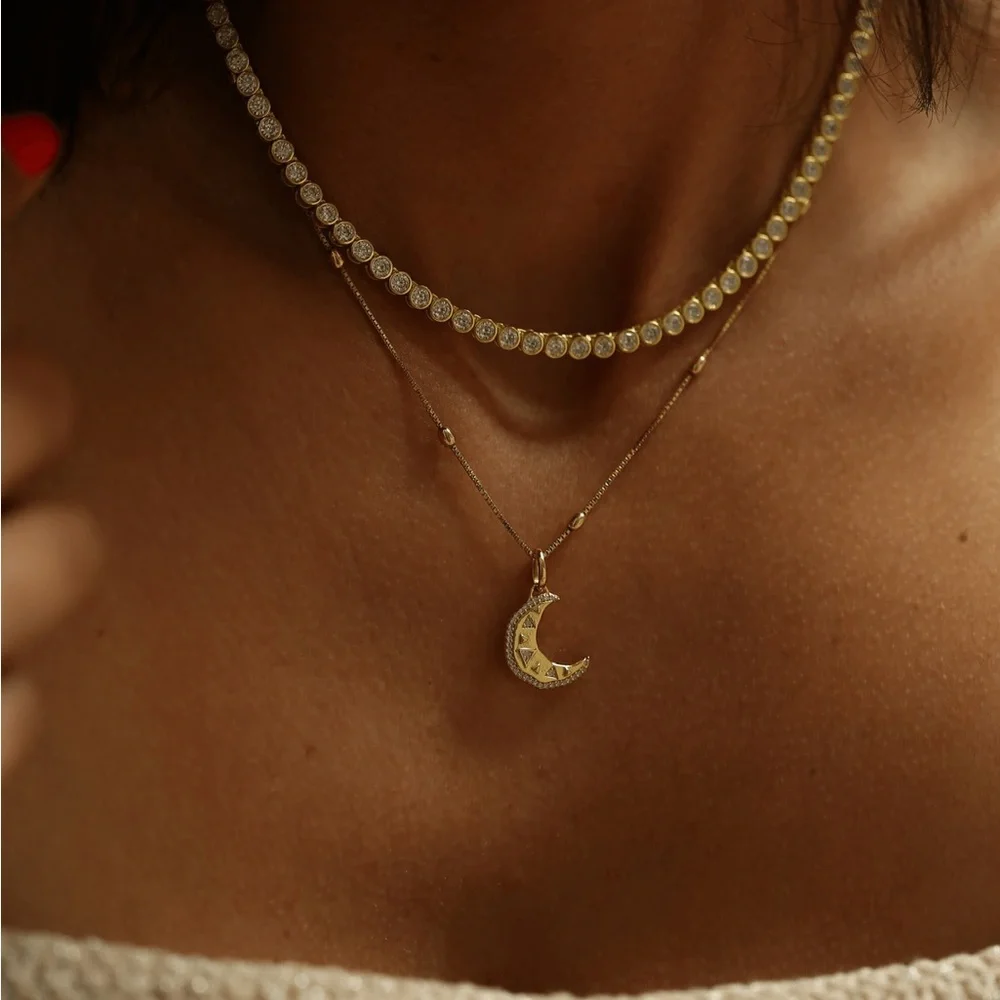 ✨NEW 18k gold plated Round Tennis Necklace – Tarnish Resistant ✨ - Picture 4 of 10
